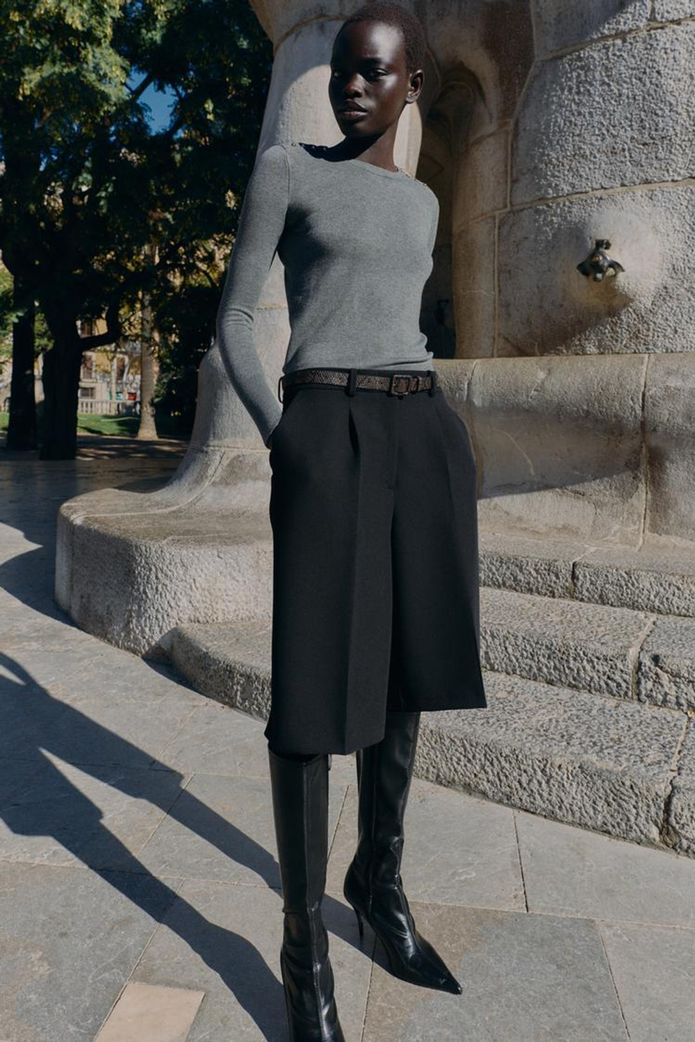 ZARA ВЯЗАНЫЙ СВИТЕР С ПУГОВИЦАМИ, СЕРЫЙ МЕЛАНЖ