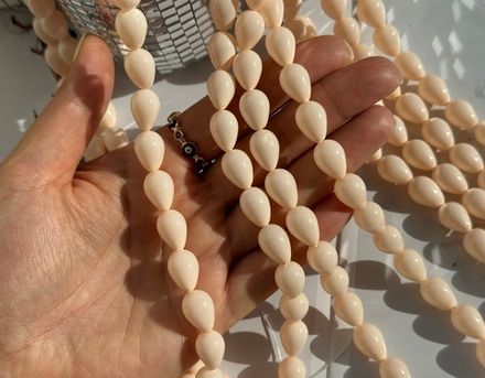 Нить бусин для украшений Капля 9,5х13,5мм, "Майорка-Нежный персик" (имитация)