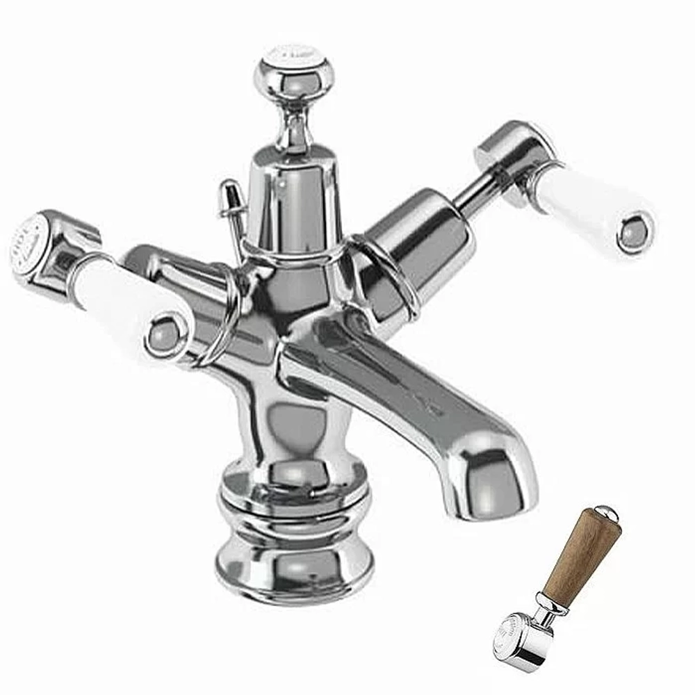 Смеситель для раковины Burlington Regent KER4-QT WAL хром/ручки орех