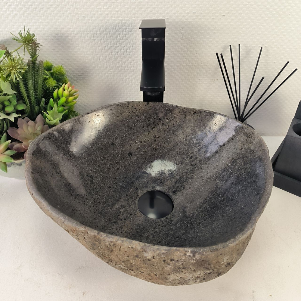 Каменная раковина из речного камня RS-04976 (39*36*15) 0860 из натурального камня