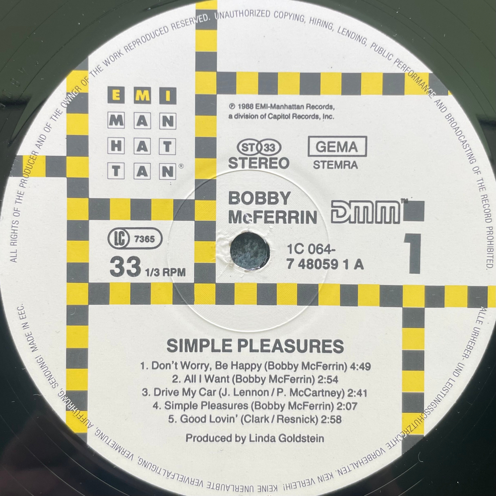 Bobby McFerrin ‎– Simple Pleasures (Европа 1988г.)