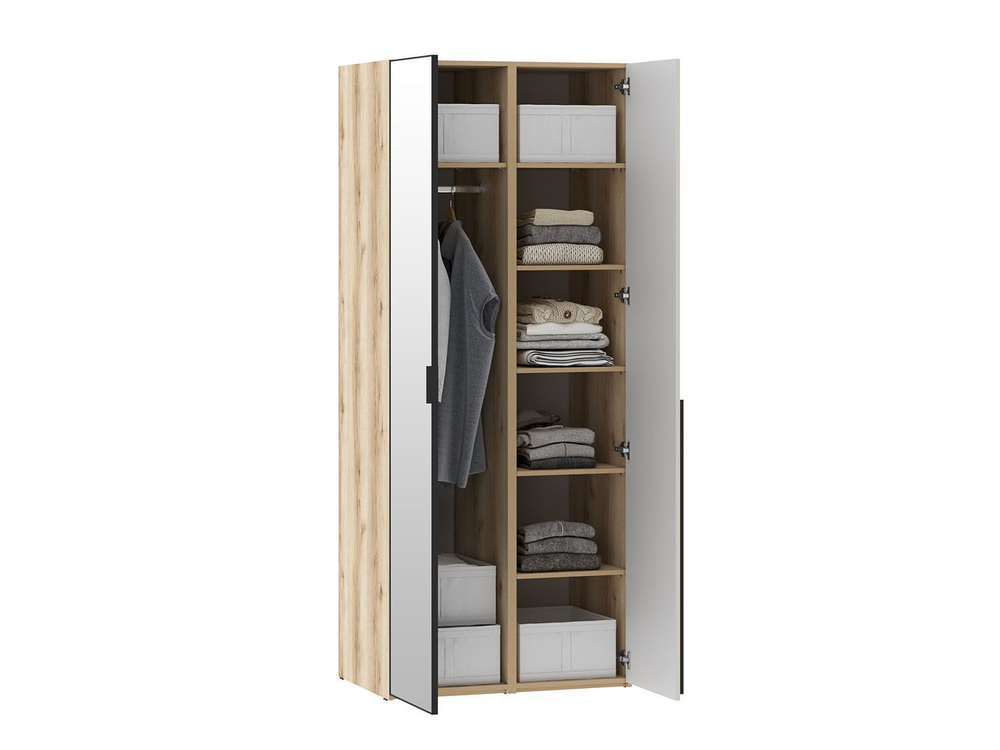 Шкафы Арден 200.2-200.2 зеркало-полки Дуб Делано / Сантьяго софт