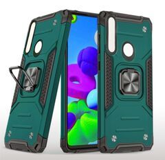 Противоударный чехол для Honor 9X / Huawei P Smart Z зеленый с пластиной для магнитного автодержателя и кольцом подставкой / чехол с держателем на палец на Хонор 9х / Хуавей П смарт