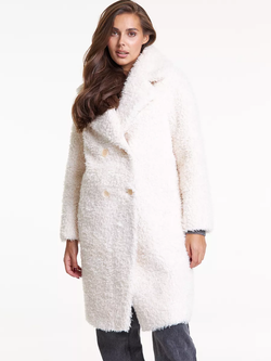 Шуба чебурашка тедди, белая, Северина