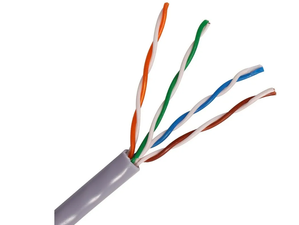Кабель витая пара U/UTP Cat 5e 4x2х0,5  24AWG СU (Медь)  (305м) solid, ПВХ, серый TDM SQ0107-0101