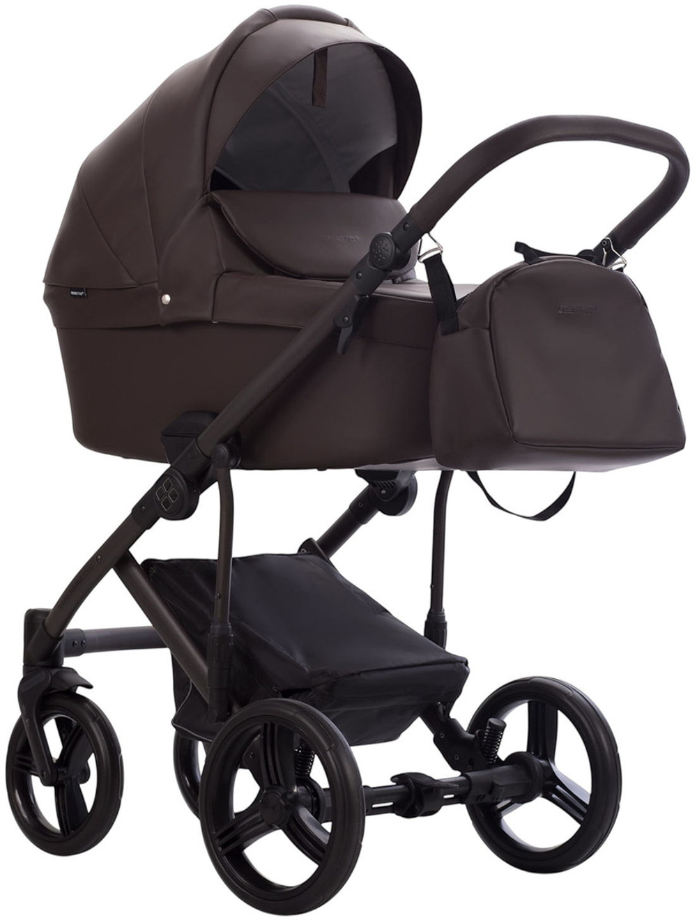Детская коляска Bebetto Magnum Light Pro 3 в 1 с автокреслом Avionaut Cosmo 09 коричневая кожа, коричневая рама