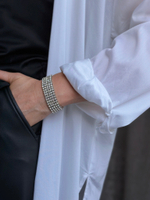 Браслет стрейч со стразами, 5 рядов. Гипоалергенный бижутерный сплав.