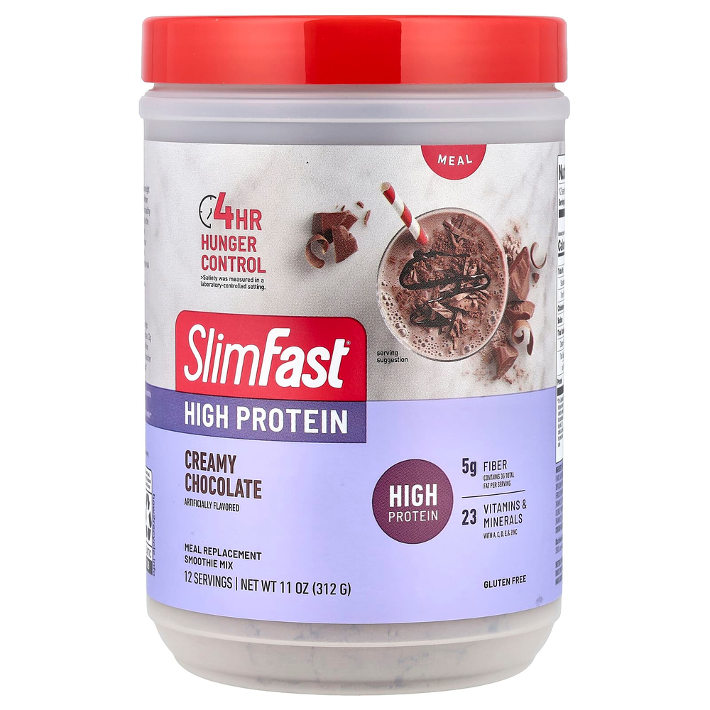 SlimFast, Смузи-заменитель с высоким содержанием протеина, сливочный шоколад, 312 г (11 унций)
