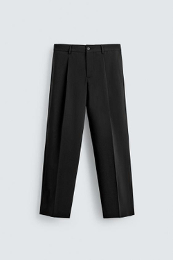 ZARA КОСТЮМНЫЕ БРЮКИ С ШЕРСТЬЮ, ЧЕРНЫЙ