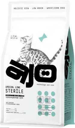 AJO 1,5кг. Cat Sterile корм для Активных Стерилизованных кошек