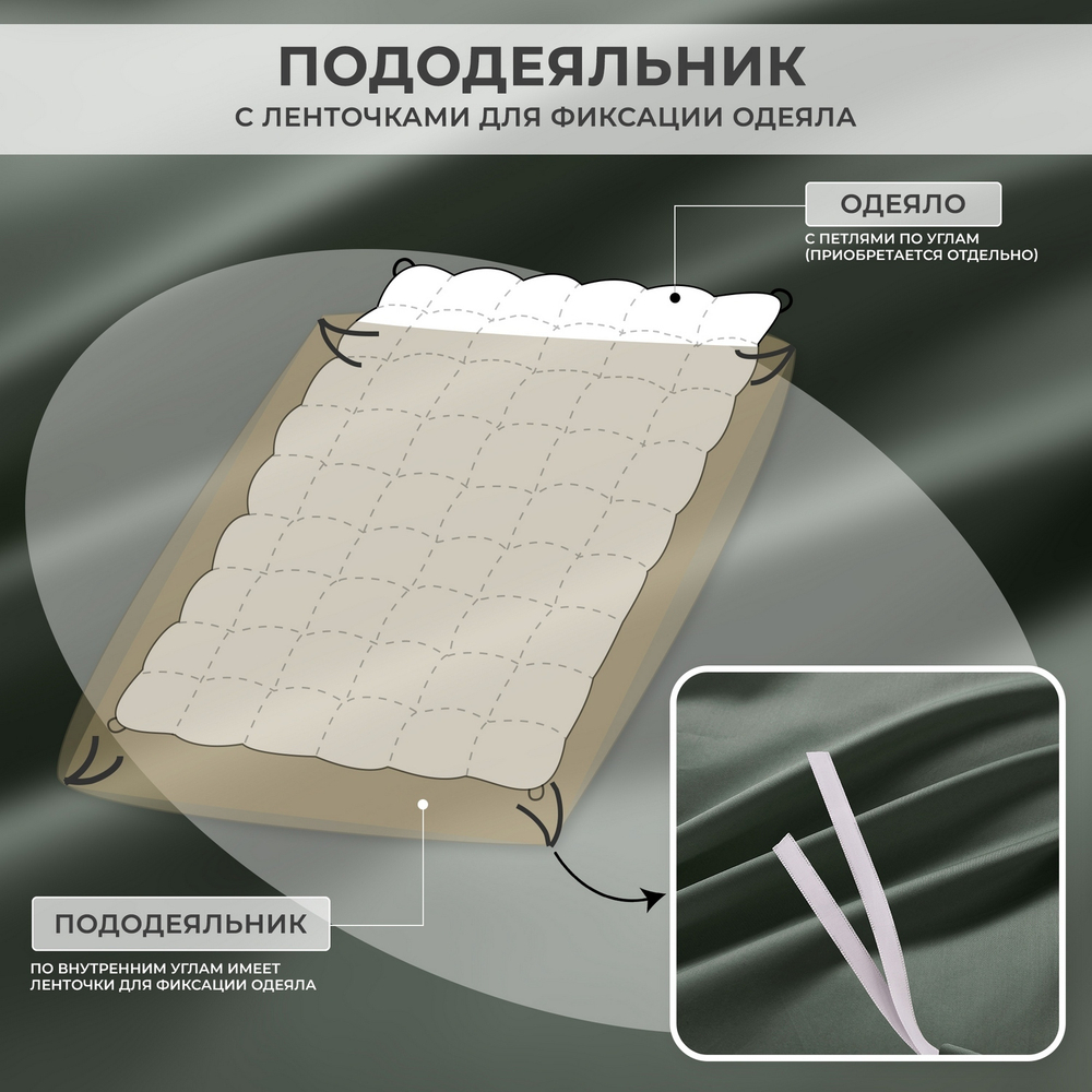 Комплект постельного белья Однотонный Сатин Премиум на резинке OCPR017