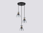 Светильник подвесной TR3408/3 BK/FGD/SM черный/золото/дымчатый E27/3 max 60W D345*1000