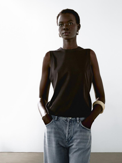 Massimo Dutti Футболка из 100% хлопка без рукавов, жженый