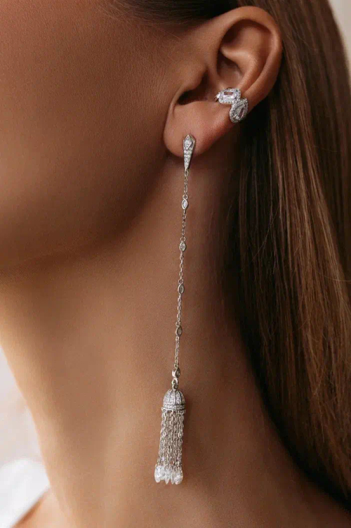 Серьги динамичные с подвесной частью