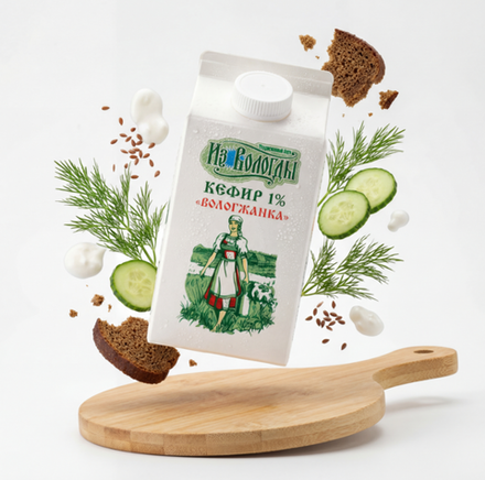 Кефир «Вологжанка» 1%, 470 гр