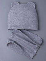 Шапка с ушками для малышей и снуд осенние