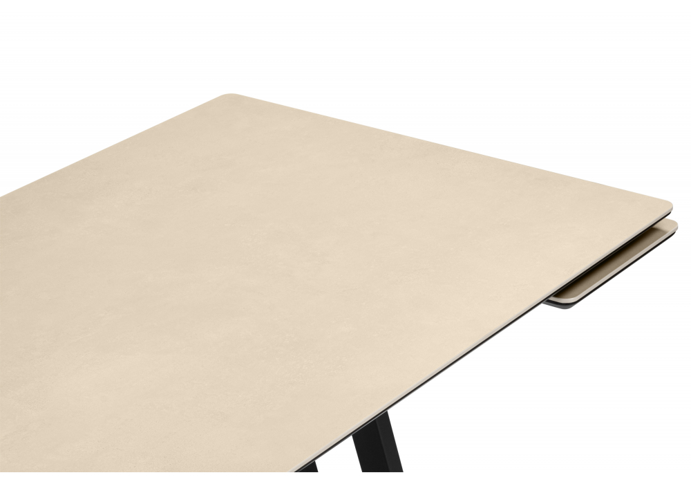 Керамический стол Woodville Памелла 120(180)х80 okara light yellow, черный