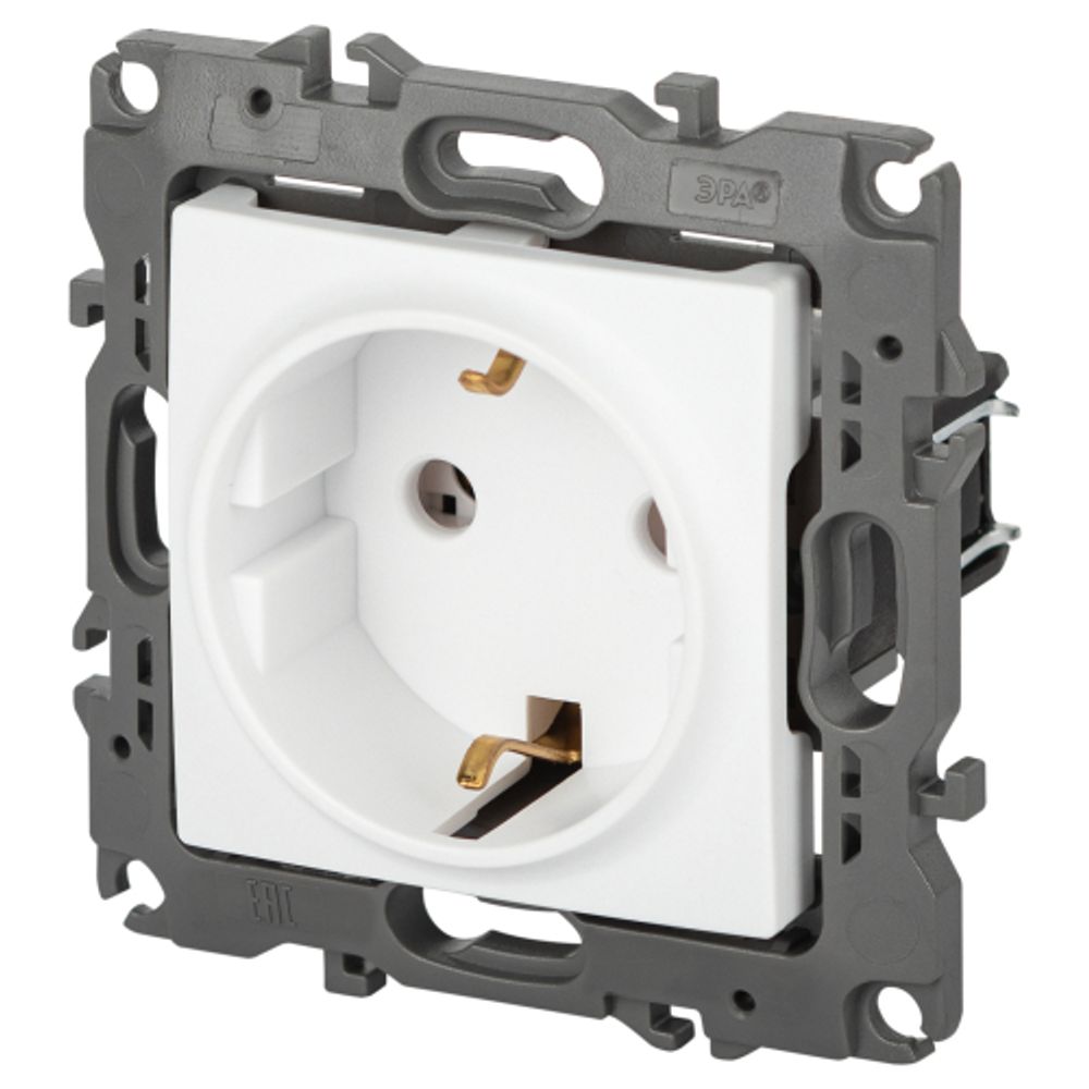 Розетка ЭРА Серия 12 12-2101-01М 2P+E Schuko, 16А-250В, белый матовый