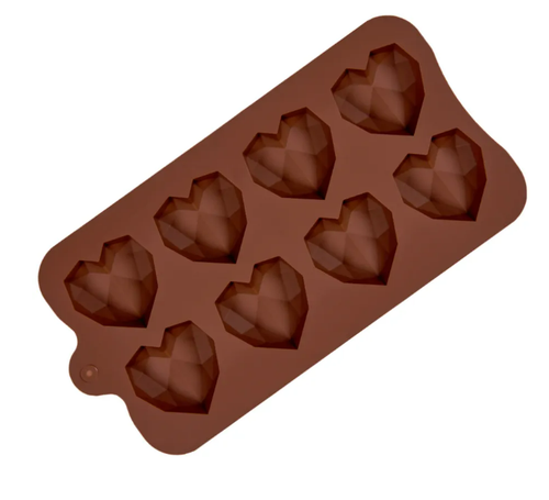 Форма силиконовая «Хрустальные сердца 8 ячеек»