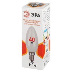 Лампочка ЭРА B36 40Вт Е14 / E14 230В накаливания свечка матовая