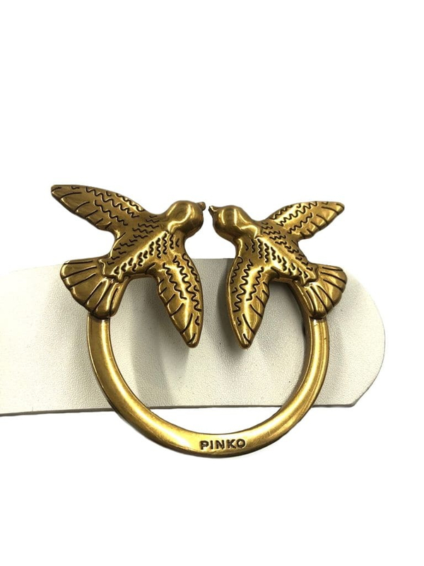LOVE BIRDS SIMPLY LEATHER BELT - white-gold - M (95 см)