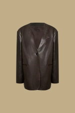 Жакет кожаный без лацканов