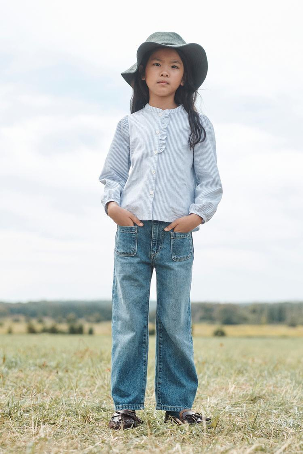 ZARA РУБАШКА В ПОЛОСКУ, СИНИЙ/БЕЛЫЙ