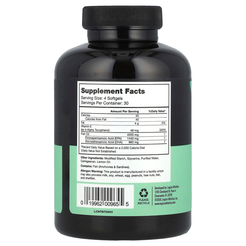 Legion Athletics, Рыбий жир Triton, 120 мягких таблеток