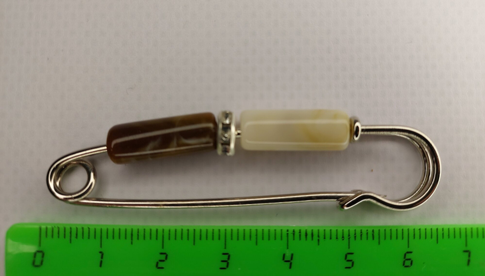 Брошь булавка "Коричневые Камешки"для кардигана, пальто, платков, костюмов,одежды, бижутерный сплав, золотистая