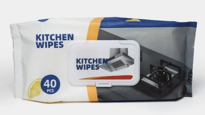 KITCHEN WIPES салфетки влажные для очищения кухни 40 шт. 19*20 см.
