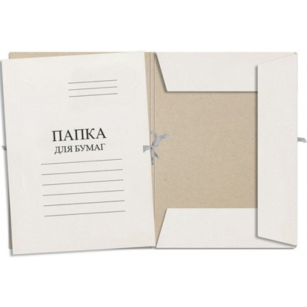 Папка с завязками, А4, 260 г/м2, белая, немелованный картон