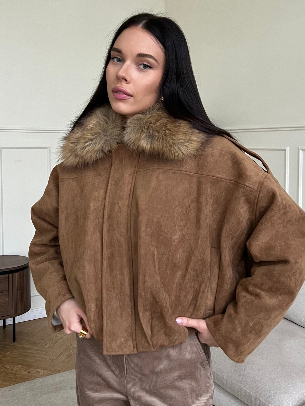 Парка замшевая карамель