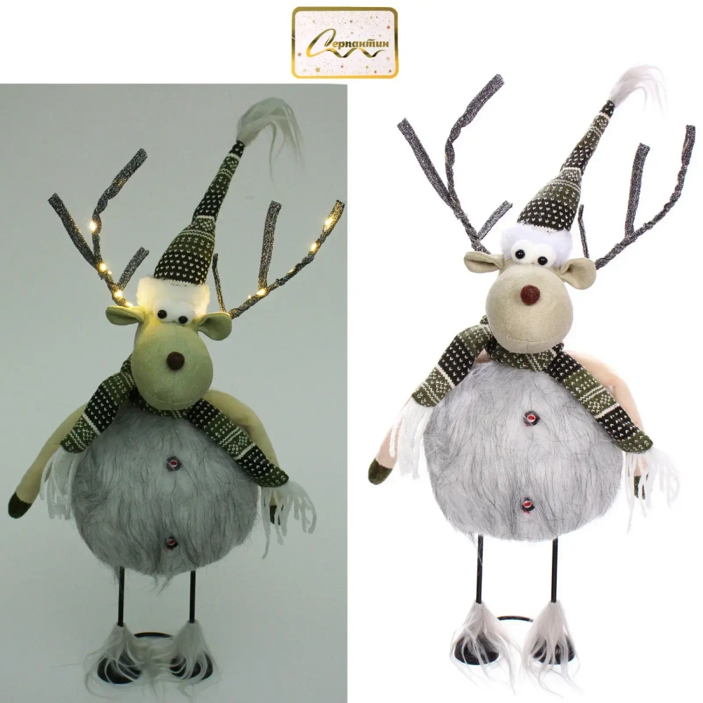 Игрушка новогодняя «Сказочный Лось» 18*23*62 см, Серый