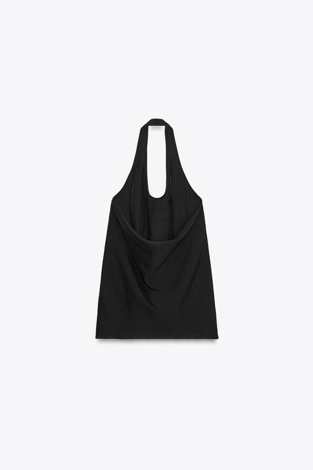 ZARA ТОП-ХАЛТЕР ИЗ СТРУЯЩЕЙСЯ ТКАНИ — ZW COLLECTION, ЧЕРНЫЙ