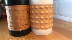 Кружка большая фарфоровая без ручки с берестой. Коллекция Dots (Пупырышки или Точки)