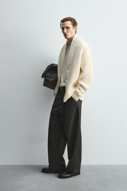 ZARA КАРДИГАН С РЕЛЬЕФНЫМ УЗОРОМ - LIMITED EDITION, ЭКРЮ