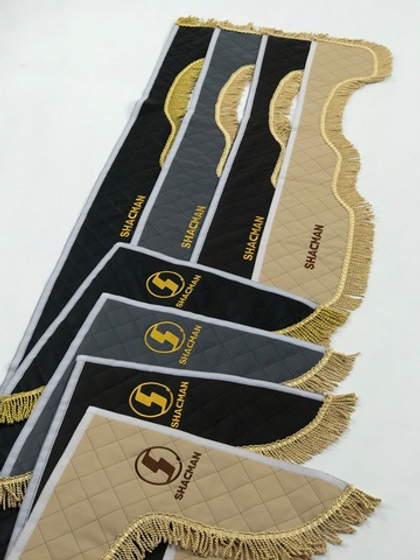 Ламбрекены экокожа стеганые 230 см. с вышивкой Shacman