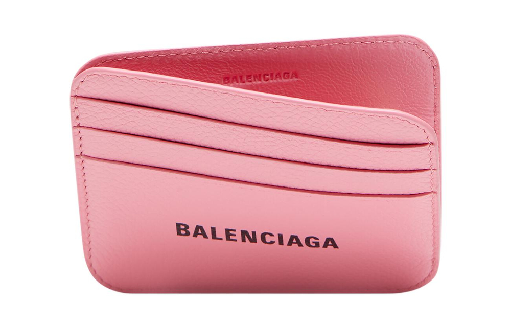 Balenciaga Cash Grained Calfskin Card Holder Regular Women"s Pink