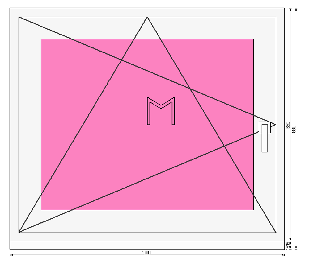 Пластиковое окно 850 х 1000 ТермА Эко с поворотно - откидной створкой