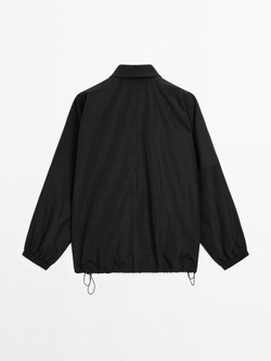 Massimo Dutti Стеганая куртка из высокотехнологичной ткани с высоким воротником, черный