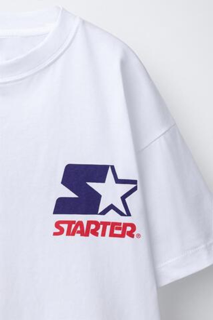ZARA ФУТБОЛКА С ЛОГОТИПОМ STARTER ®, БЕЛЫЙ