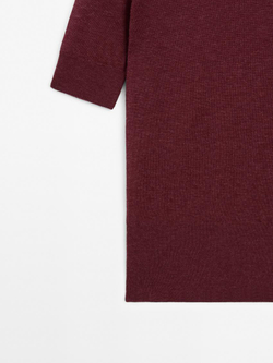 Massimo Dutti Тонкий трикотажный свитер с короткими рукавами - STUDIO, бордово-красный