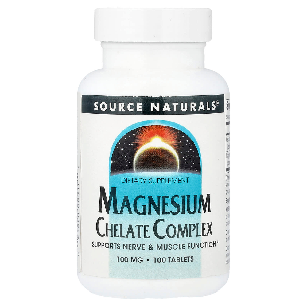 Source Naturals, комплекс хелата магния, 100 мг, 100 таблеток