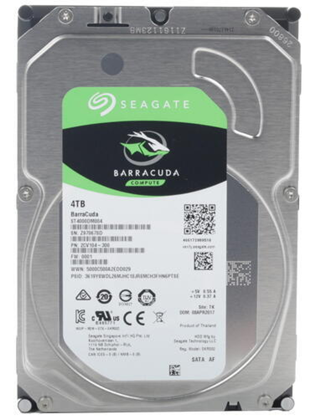 Жесткий диск 4000Gb (4TB) Seagate Barracuda 256Mb SATA3 (6Gb/s), NCQ  ( ST4000DM004 )