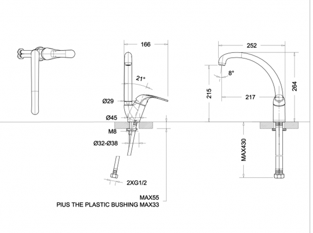 Смеситель для кухни Bravat Fit