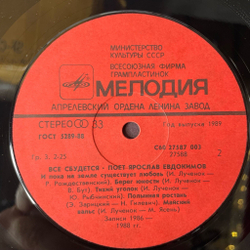 Винтажная виниловая пластинка LP Ярослав Евдокимов Все Сбудется (СССР 1989)