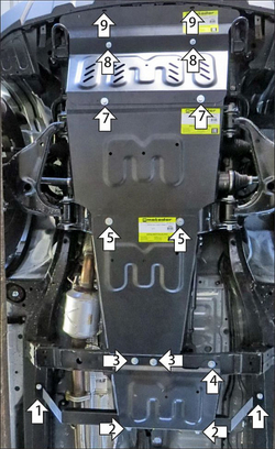 Защита стальная 2 мм Р,Д,КПП,РК JAC T8 MOTODOR.78303