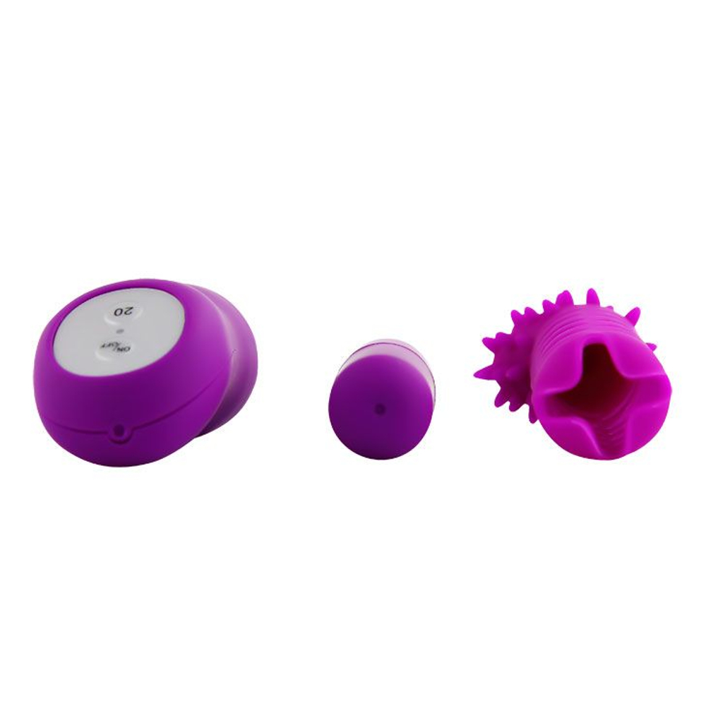 Лиловый вибратор MAGIC X20 с насадкой и пультом ДУ - 10 см. (Цвет: лиловый)