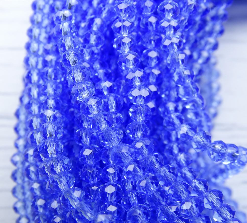 БП017НН23 Хрустальные бусины "рондель", цвет: светло-голубой прозрачный, 2х3 мм, кол-во: 95-100 шт.
