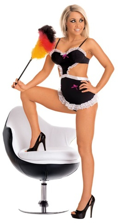 Игровой костюм официантки из 2 предметов (Размер: XL) (Цвет: черный с белым)